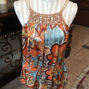 CACHE SILK Crochet Strap Tank